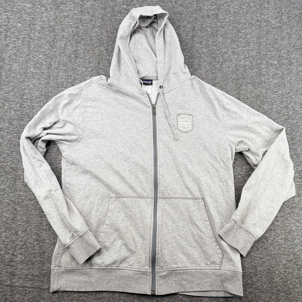 Patagonia Full Zip Hoodie Mens Sz Large Gray Heather Organic Cotton SourceMaker